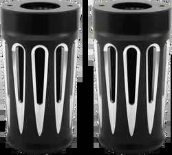 Arlen Ness Aluminum Fork Boot Covers Pair Deep Cut Black