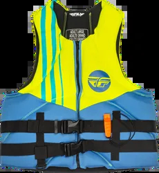 Fly Racing Blue Hi Viz and Teal Neoprene Life Jacket Flotation Vest Adult XSmall