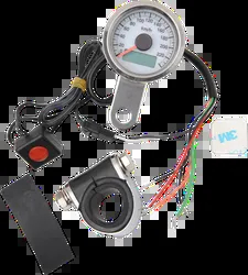 DS KMH SS White Face 1.87in Mini Speedometer w Odom