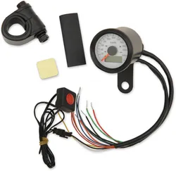 DS Stainless Steel White Face LED Metric Speedometer with Indicator Lights