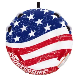 Stars N' Stripes Inflatable Towable Tube w Rope Pump Single Rider