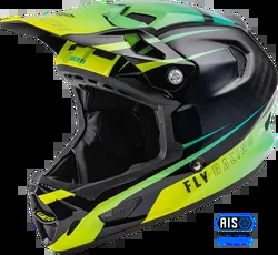 Fly Racing Black Hi Viz Teal Carbon Fiber WERX R Helmet Youth Large