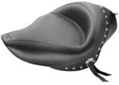 Mustang Black Studded Wide Touring Solo Driver Seat w Conchos