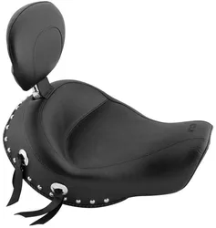 Mustang Black Studded Wide Touring Solo Driver Seat w Backrest