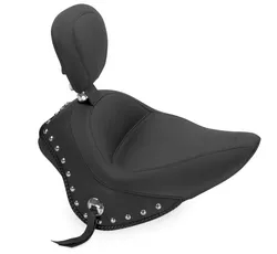 Mustang Black Studded Wide Touring Solo Driver Seat w Backrest