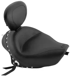 Mustang Black Studded Wide Touring Solo Driver Seat w Backrest