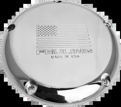 Feuling Polished Derby Cover w Engraved Flag