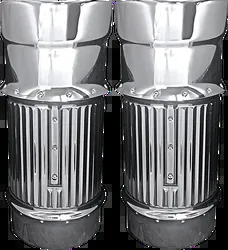 Covington Billet Fork Leg Bells Covers Dimpled Chrome Pair