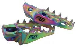 Flo Pro Series Footpegs Driver Foot Pegs Pair Titanium Iridescent