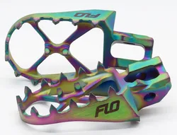 Flo Pro Series Footpegs Driver Foot Pegs Pair Titanium Iridescent