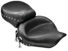Mustang Black Studded 2 Up Wide Touring 1pc Seat w Conchos