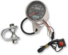 DS MPH Polished Black Face Mini Electric Speedometer w Odometer